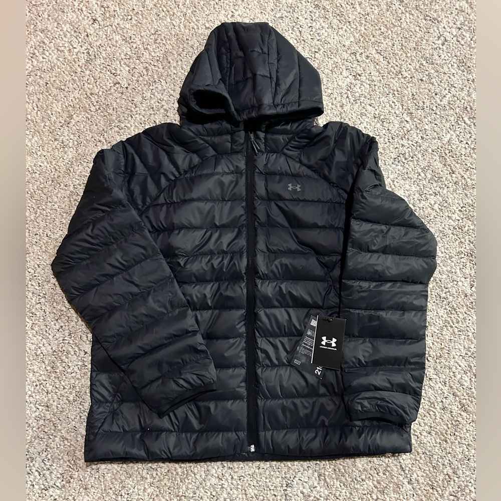 New Under Armour Womens Black Down Filled Puffer Jacket 600 Fill - Size L NWT